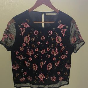 Zara embroidered blouse with sequins and beads